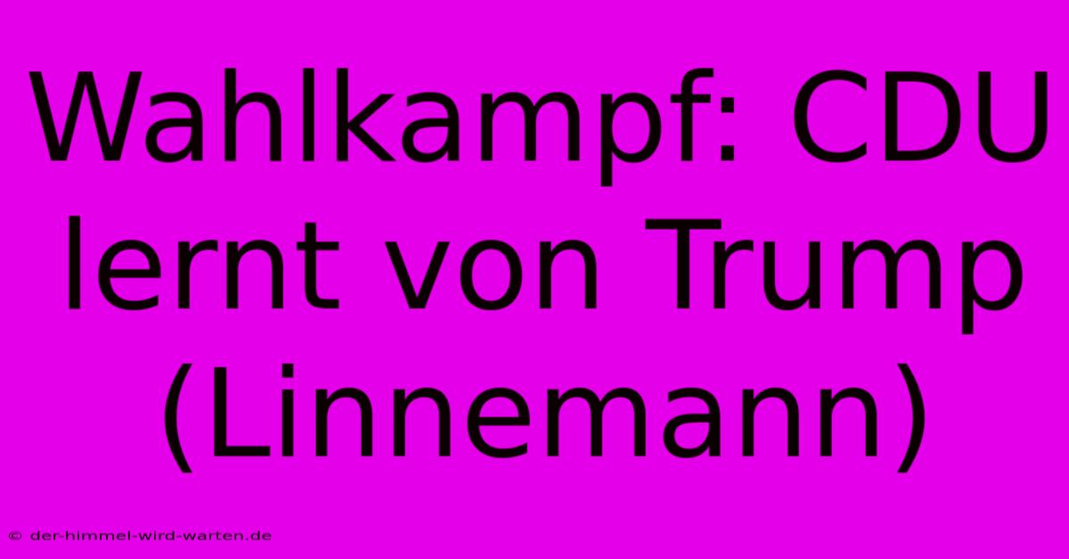 Wahlkampf: CDU Lernt Von Trump (Linnemann)