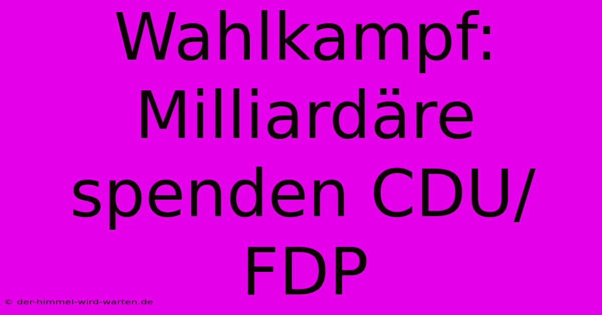 Wahlkampf: Milliardäre Spenden CDU/FDP