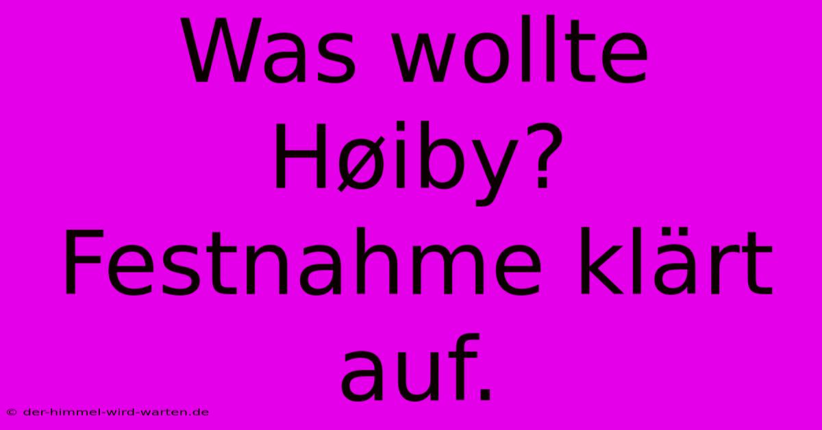 Was Wollte Høiby? Festnahme Klärt Auf.