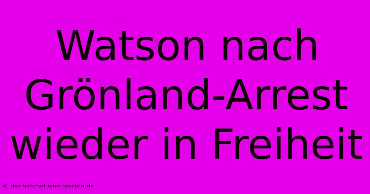 Watson Nach Grönland-Arrest Wieder In Freiheit