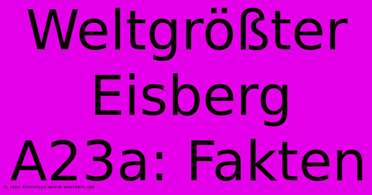 Weltgrößter Eisberg A23a: Fakten