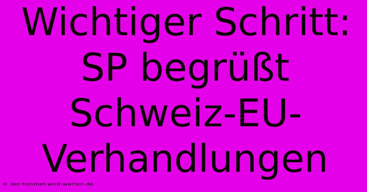 Wichtiger Schritt: SP Begrüßt Schweiz-EU-Verhandlungen