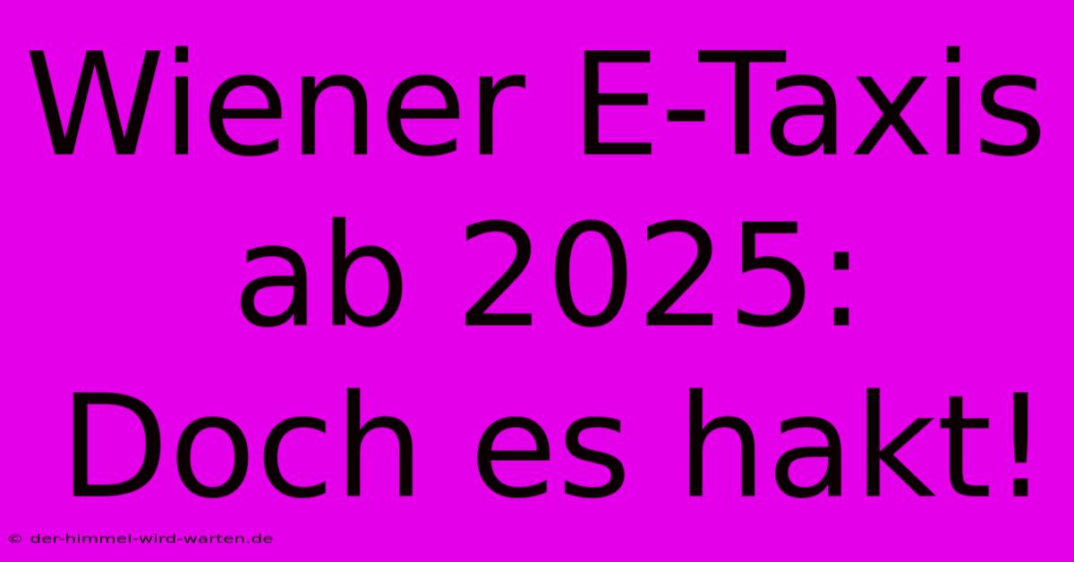 Wiener E-Taxis Ab 2025: Doch Es Hakt!