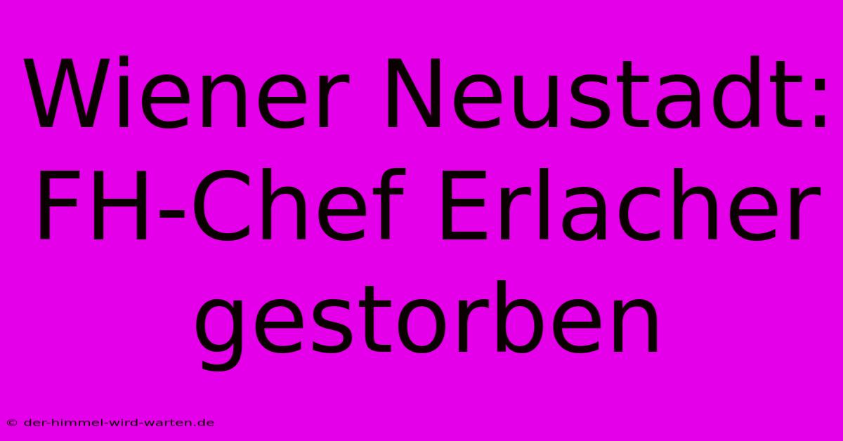 Wiener Neustadt: FH-Chef Erlacher Gestorben