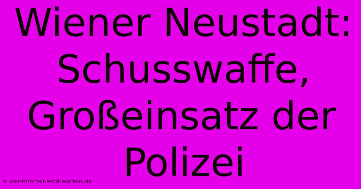 Wiener Neustadt: Schusswaffe, Großeinsatz Der Polizei