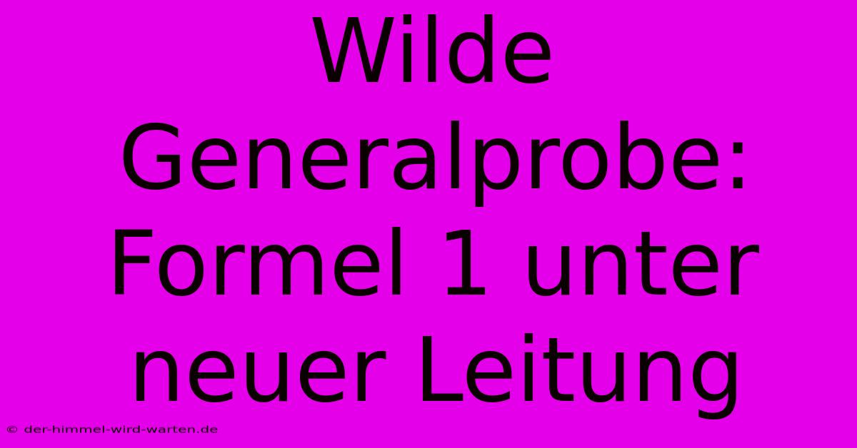 Wilde Generalprobe: Formel 1 Unter Neuer Leitung