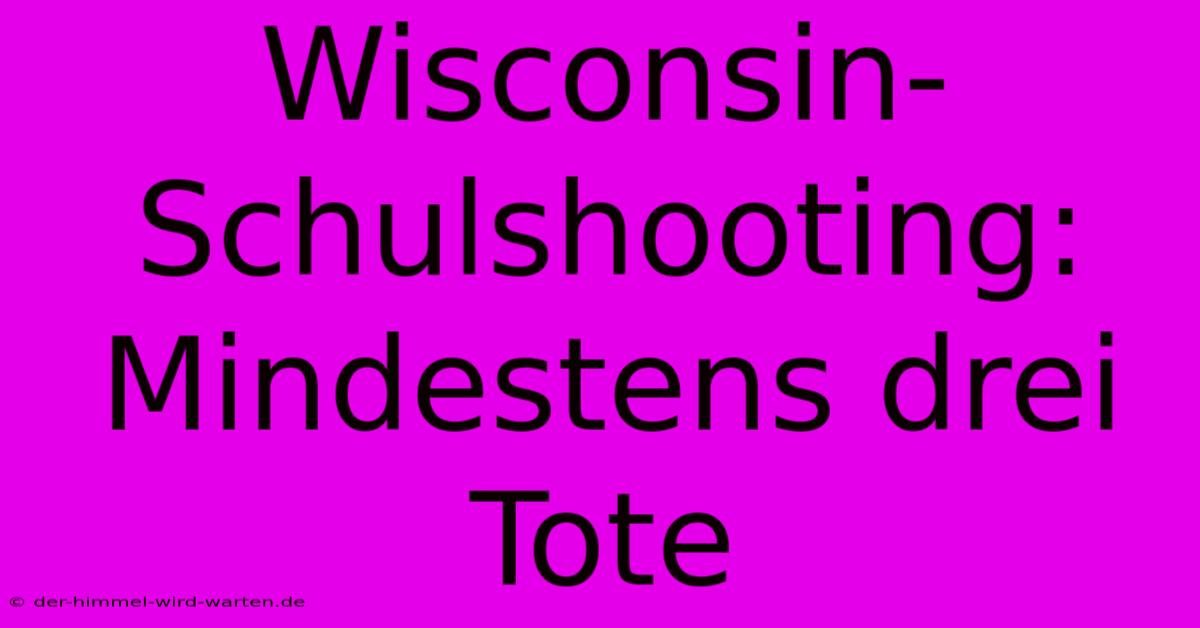 Wisconsin-Schulshooting: Mindestens Drei Tote