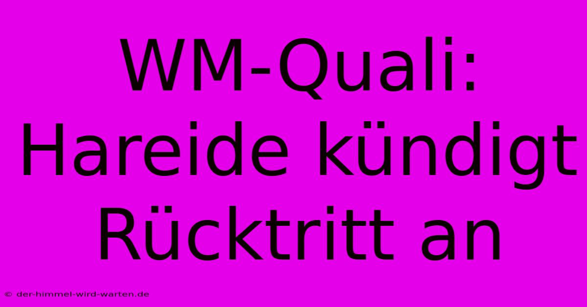 WM-Quali: Hareide Kündigt Rücktritt An