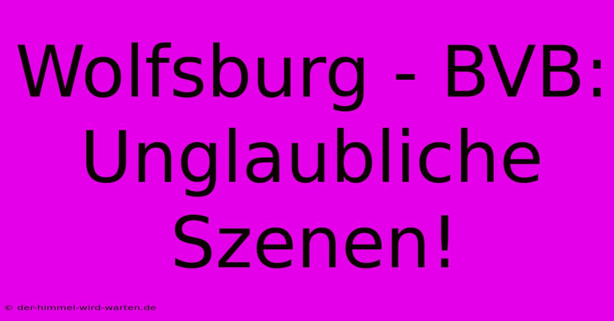 Wolfsburg - BVB: Unglaubliche Szenen!