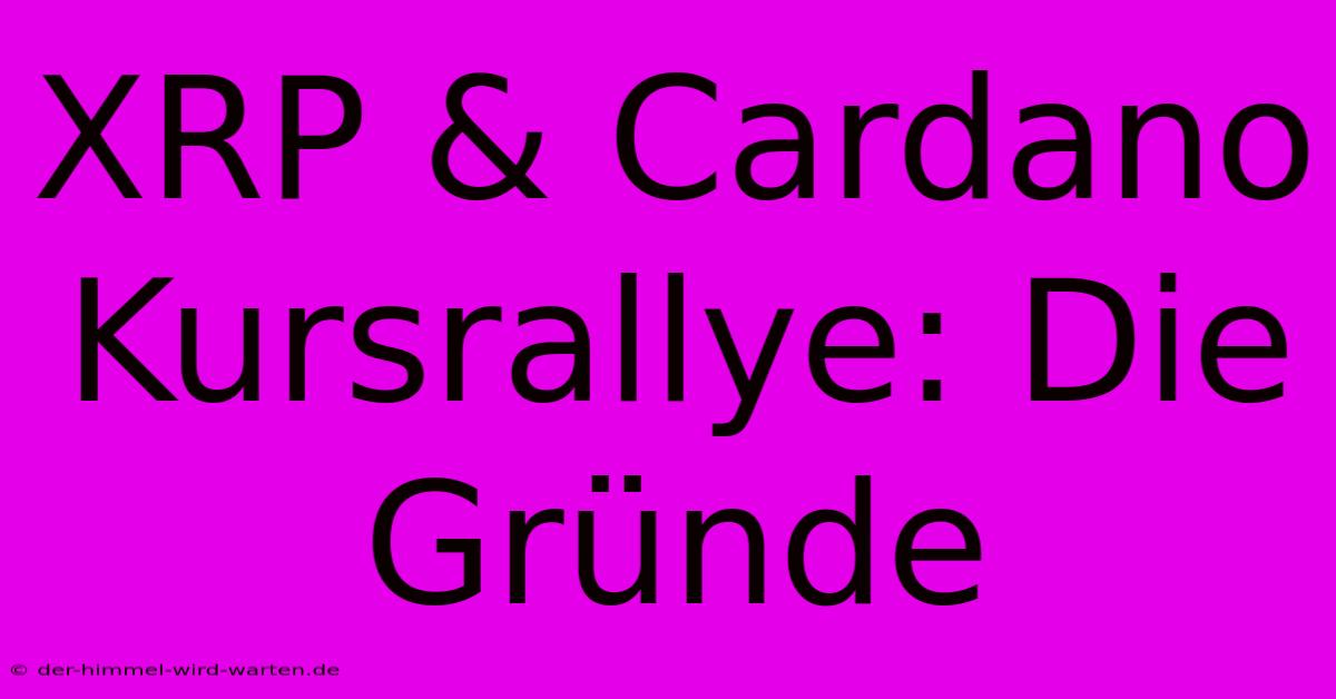 XRP & Cardano Kursrallye: Die Gründe