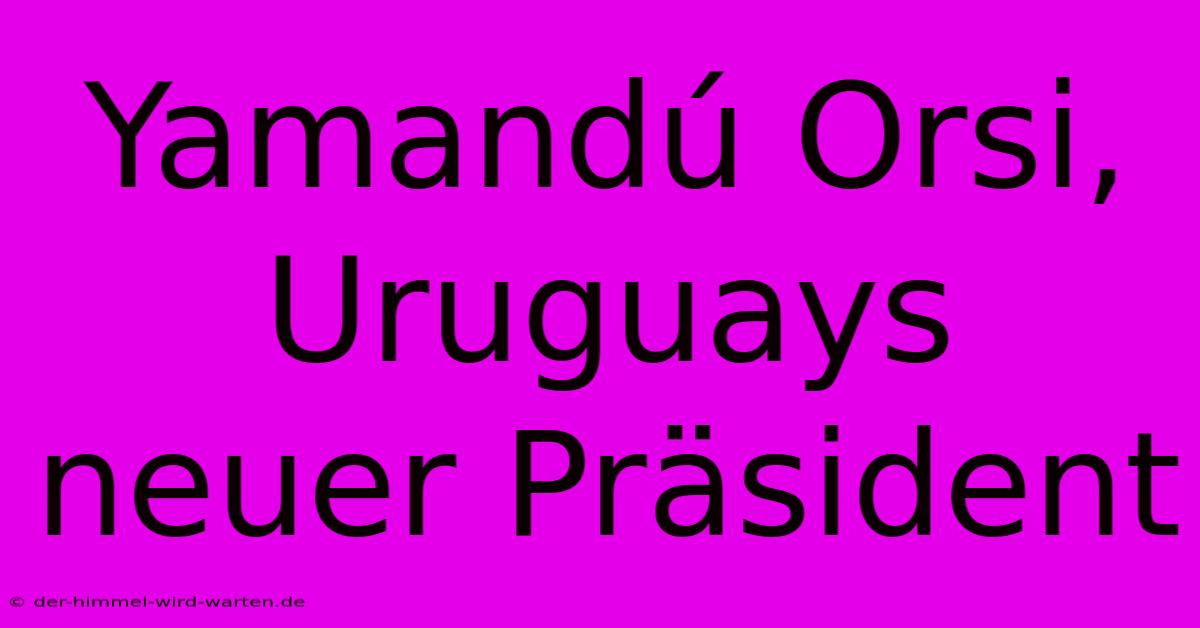 Yamandú Orsi, Uruguays Neuer Präsident