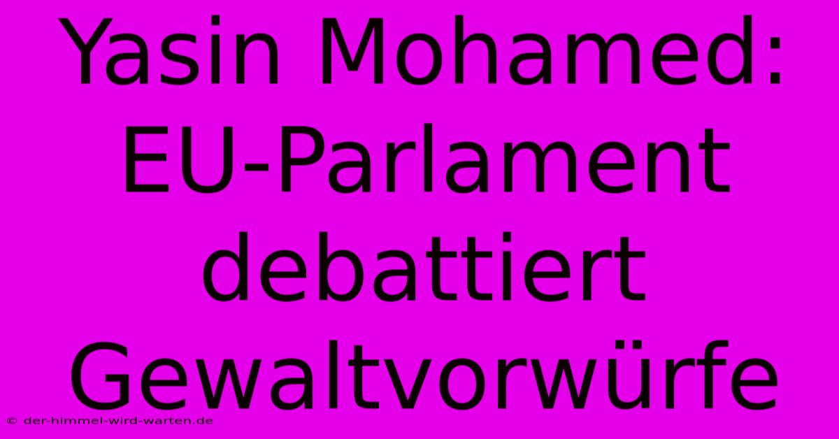 Yasin Mohamed: EU-Parlament Debattiert Gewaltvorwürfe