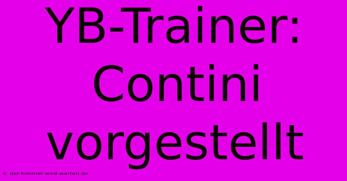 YB-Trainer: Contini Vorgestellt