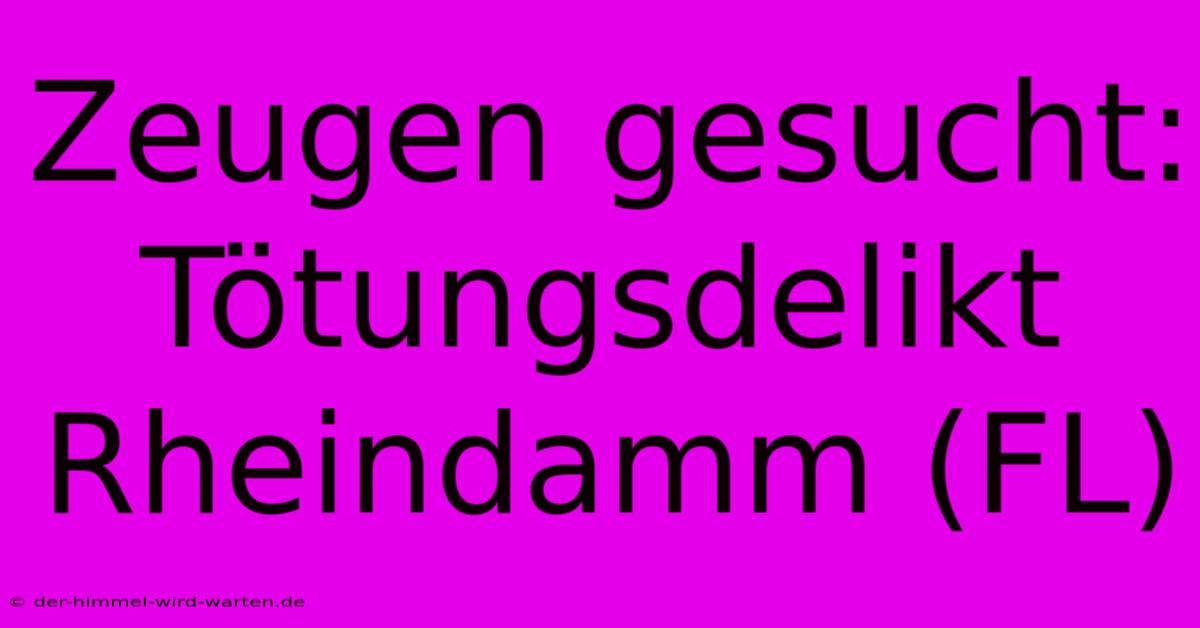 Zeugen Gesucht: Tötungsdelikt Rheindamm (FL)