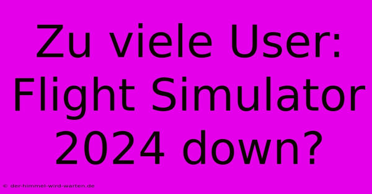 Zu Viele User: Flight Simulator 2024 Down?