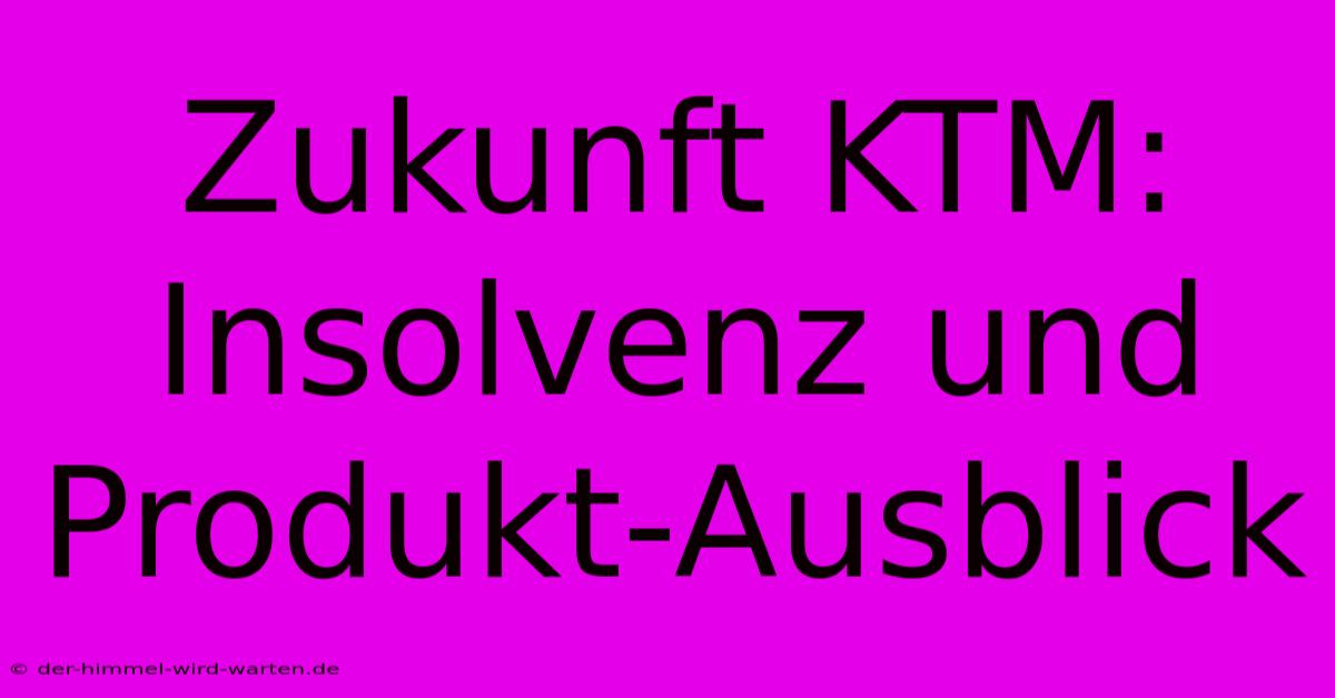 Zukunft KTM: Insolvenz Und Produkt-Ausblick