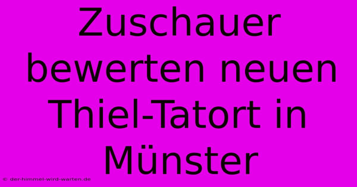 Zuschauer Bewerten Neuen Thiel-Tatort In Münster