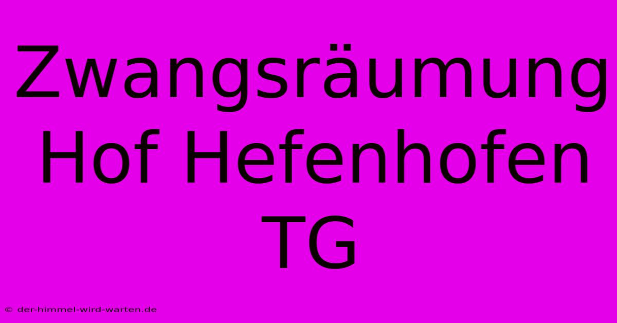 Zwangsräumung Hof Hefenhofen TG