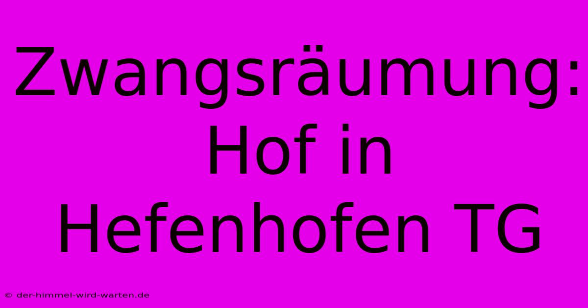 Zwangsräumung: Hof In Hefenhofen TG